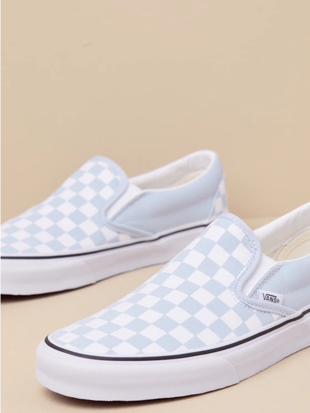 NWT Vans Light Blue & White Checkerboard Slip-On Sneakers
